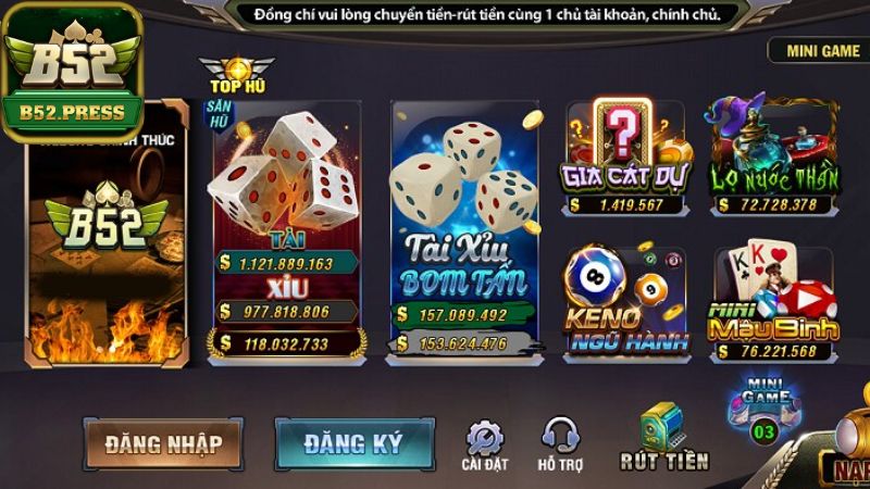 Mini game là một sảnh chơi cực hot tại B52 Club