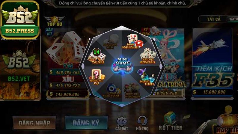 Mini game B52 Club khá đa dạng dễ chơi dễ thắng