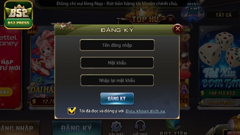 Người chơi lưu ý cung cấp thông tin đăng ký B52 Club chính xác