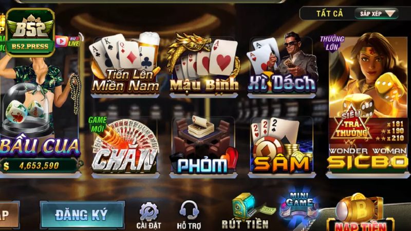 Game bài B52 Club cung cấp nhiều trò chơi hấp dẫn